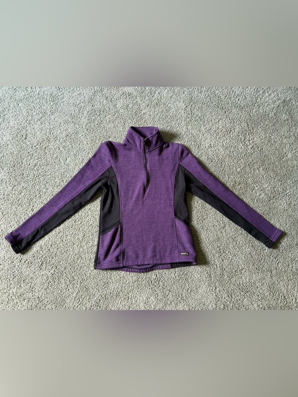 Kerrits 1/4 Zip Purple Fleece Pullover With Black Side Panels Equestrian Size S